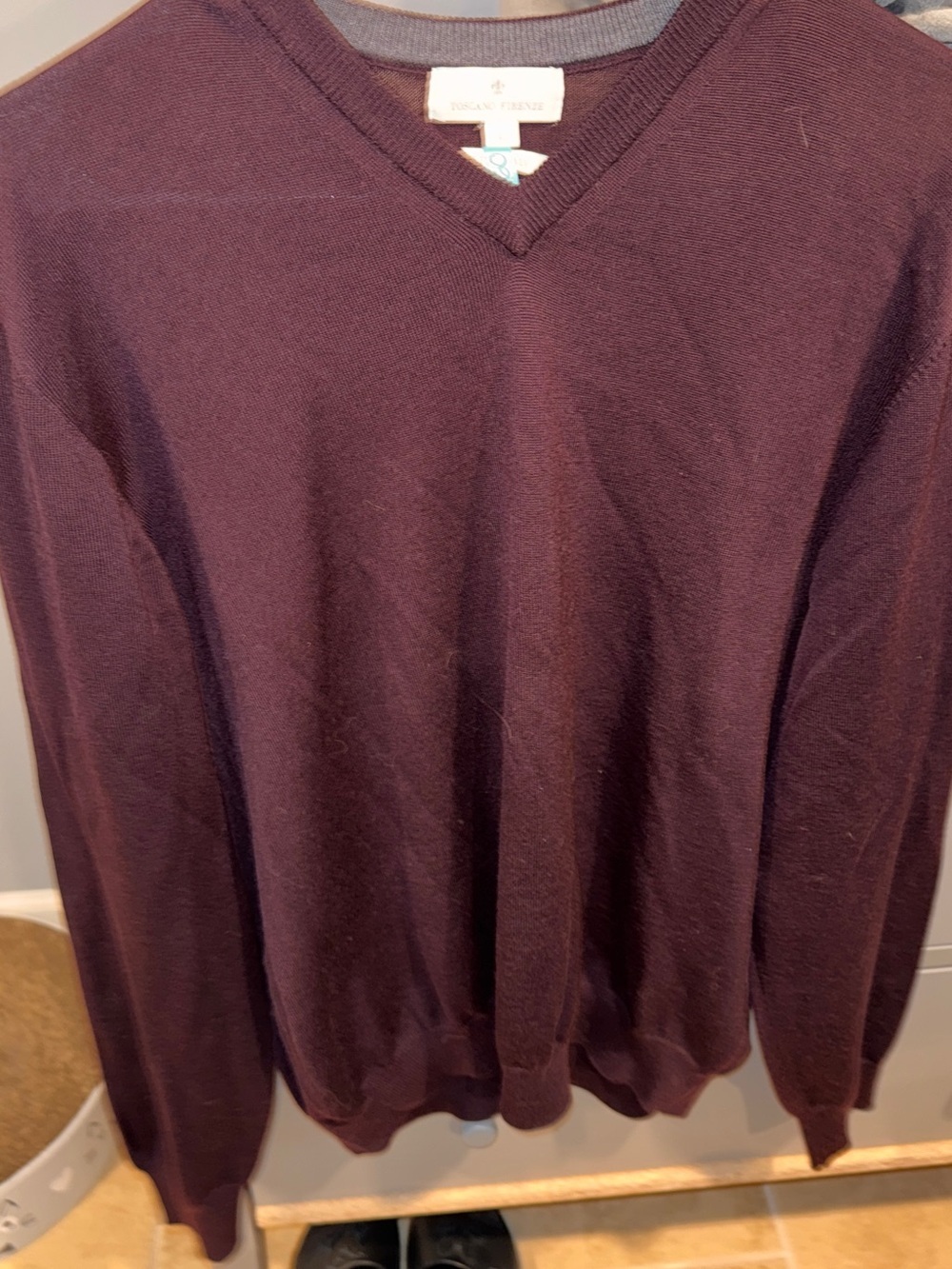 Tosacno Firenze Men's V-Neck Sweater - Plum